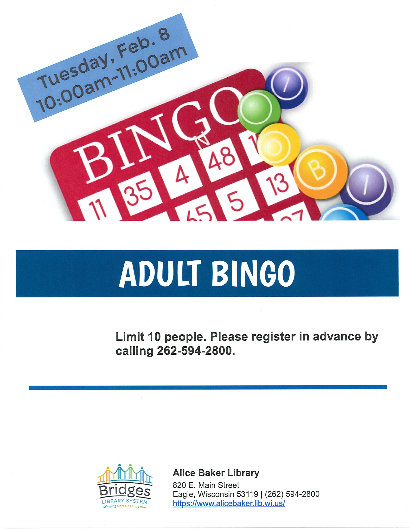 Adult Bingo 2-8-2022