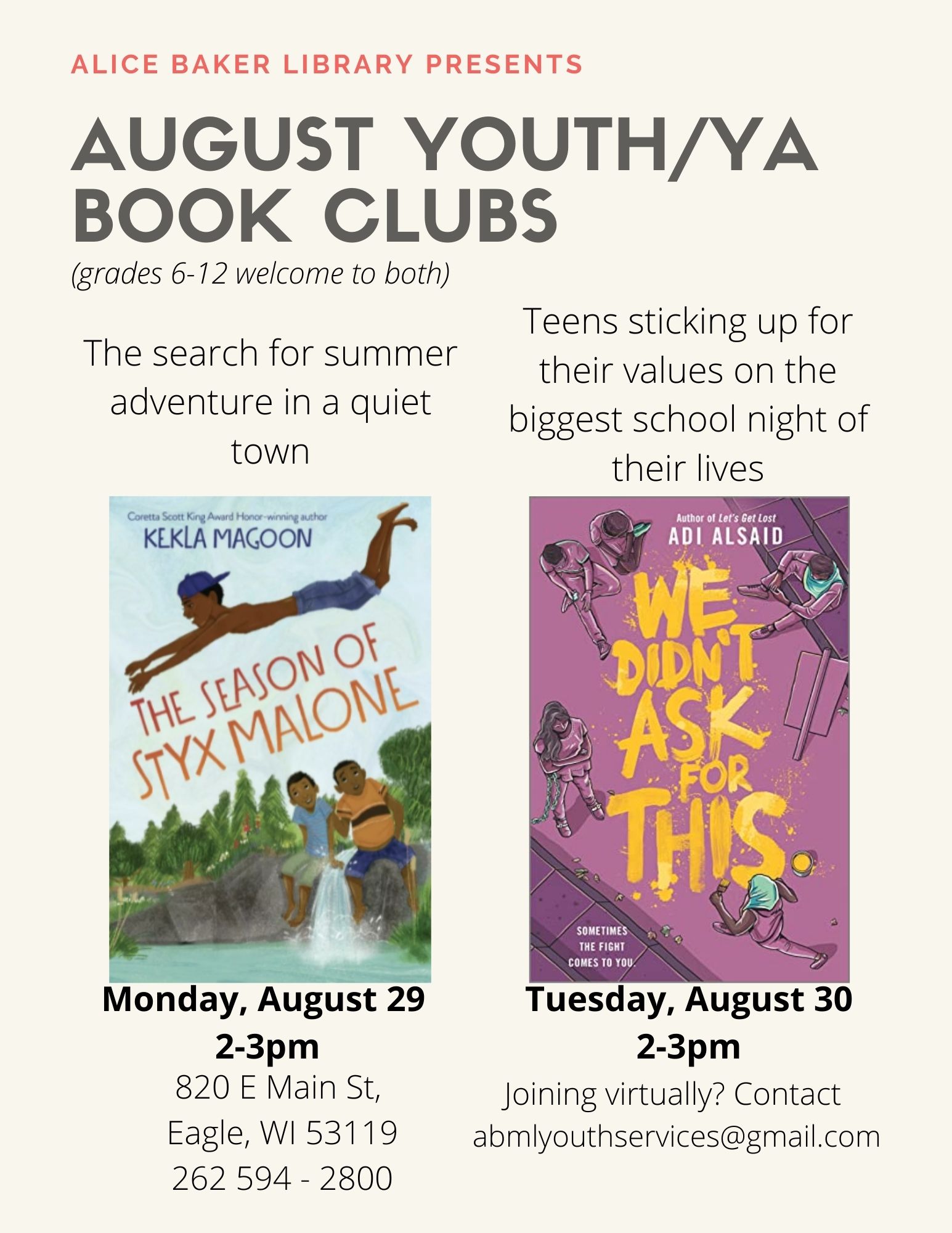 August Youth & YA Book Clubs (2)